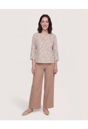 Blusa Basica Manga ¾ Para Mujer Café Ostu