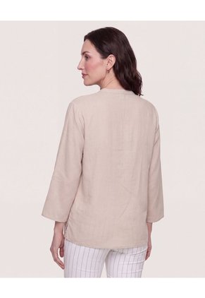 Blusa Basica Manga ¾ Para Mujer Café Ostu