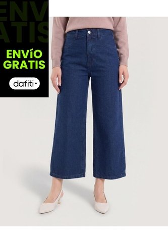 Jean Culotte Wide Flow  Para Mujer Azul Ostu Ostu