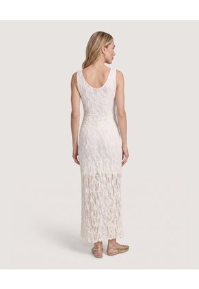 Vestido Midi De Encaje Floral  Para Mujer Hueso Ostu