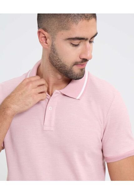 Polo Para Hombre Cuello Tejido Sin Bolsillo Color Rosa Marca Ostu #60110762