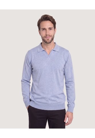 Saco Tejido Cuello Polo  Para Hombre Gris Ostu Ostu