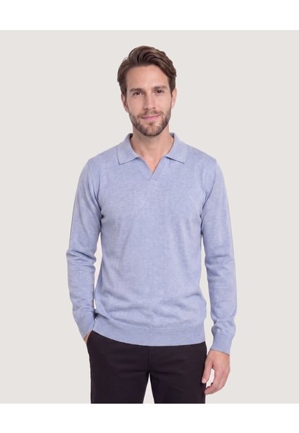 Saco Tejido Cuello Polo  Para Hombre Gris Ostu