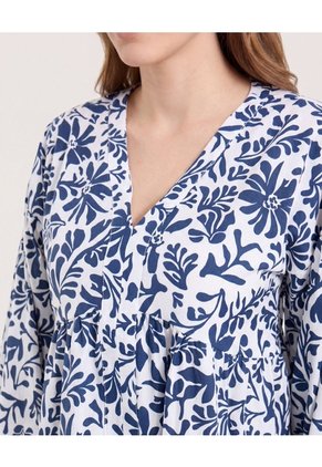 Blusa Estampada Boho Relax  Para Mujer Azul Ostu