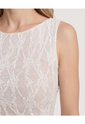 Vestido Midi De Encaje Floral  Para Mujer Hueso Ostu