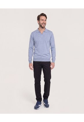 Saco Tejido Cuello Polo  Para Hombre Gris Ostu