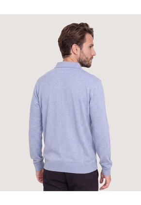 Saco Tejido Cuello Polo  Para Hombre Gris Ostu