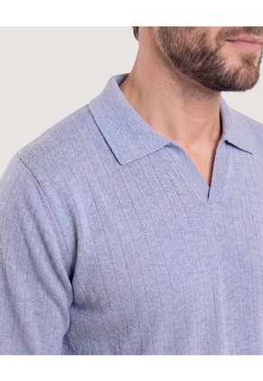 Saco Tejido Cuello Polo  Para Hombre Gris Ostu