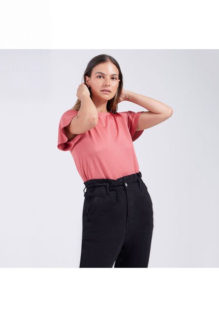 Camiseta Para Mujer Manga Corta Color Rosado  Marca Ostu #40091789