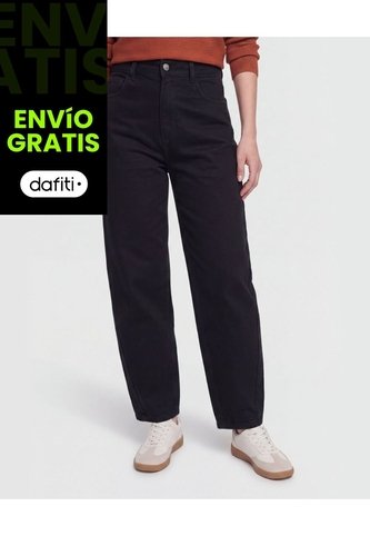 Jean Barrel Dark Shape  Para Mujer Negro Ostu Ostu