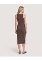Vestido Midi Ajustado Manga Sisa  Para Mujer Café Ostu de Ostu