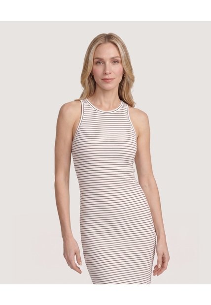 Vestido Midi Ajustado A Rayas  Para Mujer Café Ostu