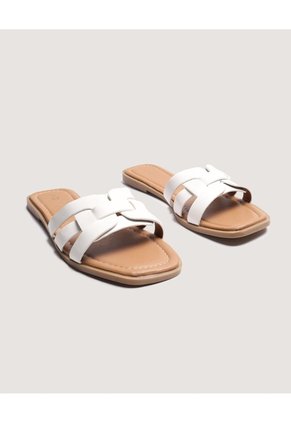 Sandalias Tejido Cruzado  Para Mujer Beige Ostu