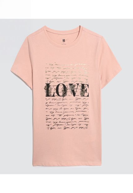 Camiseta Para Mujer Manga Corta Color Rosa Marca Ostu #40092106