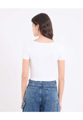 Camiseta  Para Mujer Manga Corta Moda Color Crudo Marca Ostu #40092719