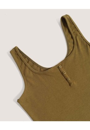Body Manga Sisa Con Botones Frontales  Para Mujer Verde Ostu