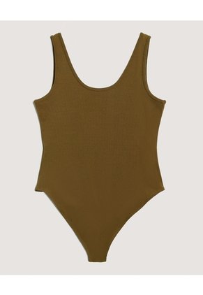 Body Manga Sisa Con Botones Frontales  Para Mujer Verde Ostu