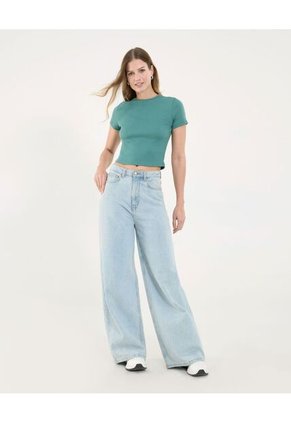 Camiseta Para Mujer Crop Top Color Verde Marca Ostu #40092334