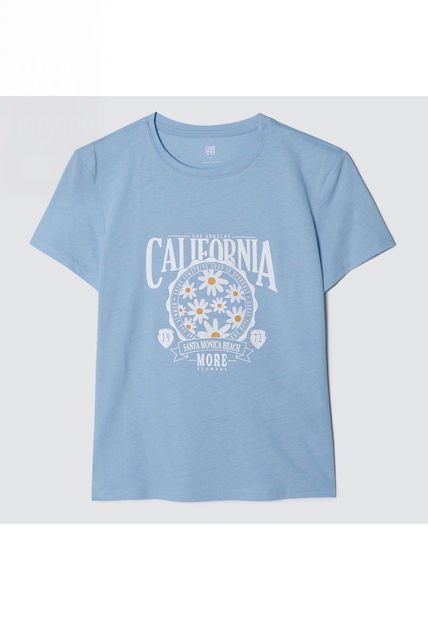 Camiseta Para Mujer Manga Corta Color Celeste Marca Ostu #40091938