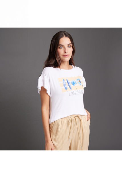 Camiseta Para Mujer Manga Corta Color Blanco Marca Ostu #40091631