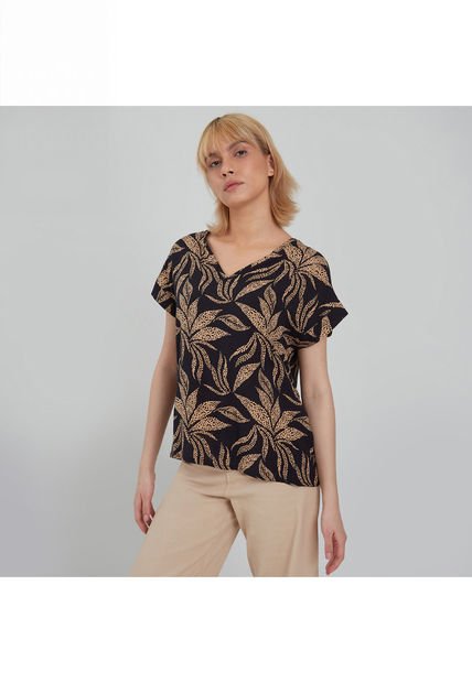 Blusa Para Mujer Manga Corta Color Negro Marca Ostu #40120893