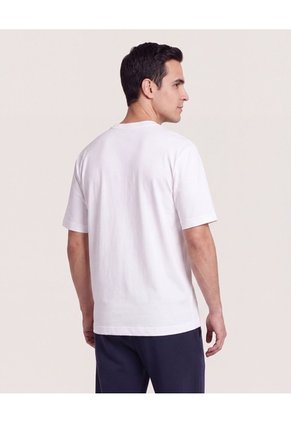 Camiseta Regular Texturizada  Para Hombre Crema Ostu