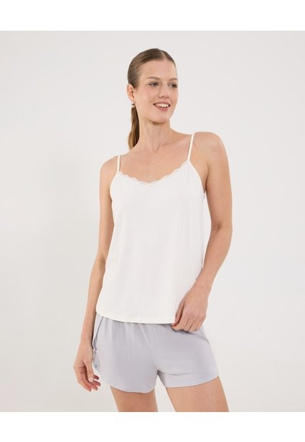 Camiseta Para Mujer Manga Sisa Cuello V Color Marfil Marca Ostu #40092493