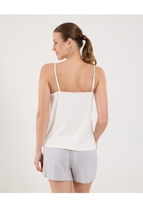 Camiseta Para Mujer Manga Sisa Cuello V Color Marfil Marca Ostu #40092493