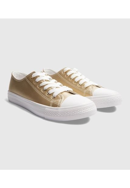 Tenis Para Mujer Canvas Color Dorado Marca Ostu #40720168
