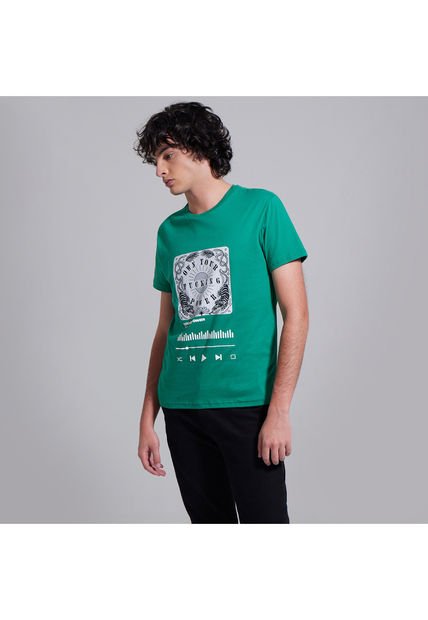 Camiseta Para Hombre Manga Corta Color Verde  Marca Ostu #60090841