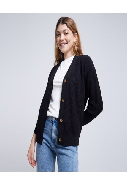 Saco Para Mujer Cardigan Color Negro Marca Ostu #40330085