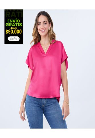 Blusa Para Mujer Manga Corta Color Purpura Marca Ostu #40121108 Ostu