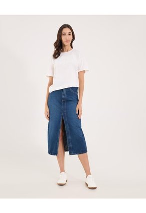 Falda Para Mujer Medio Color Azul Marca Ostu #40140183