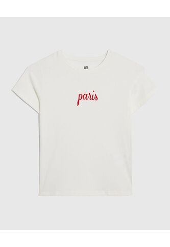 Camiseta Infantil Niña Manga Corta Cuello Redondo Color Crema Marca Ostu #90090276 Ostu