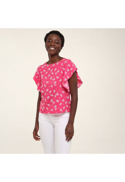 Blusa Para Mujer Manga Corta Color Rosado  Marca Ostu #40120727