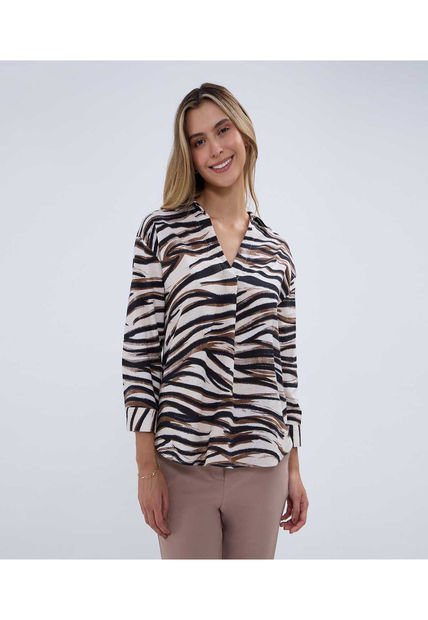 Camisa Para Mujer Manga 3/4 Color Café  Marca Ostu #40010256