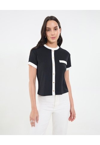 Camiseta Para Mujer Manga Corta Moda Color Negro Marca Ostu #40092597 Ostu