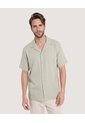 Camisa Resort Textura Natural  Para Hombre Verde Ostu de Ostu