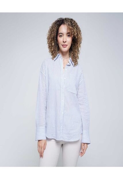 Camisa Para Mujer Manga Larga Color Azul  Marca Ostu #40010237