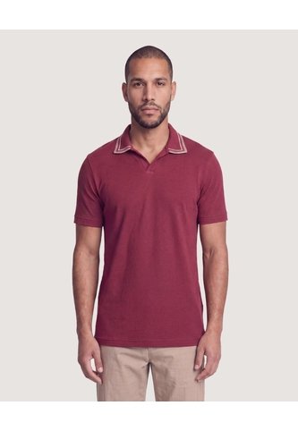 Polo Texturizado Cuello Contraste  Para Hombre Vino Ostu Ostu