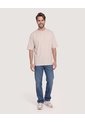 Camiseta Oversize Texturizada  Para Hombre Beige Ostu de Ostu