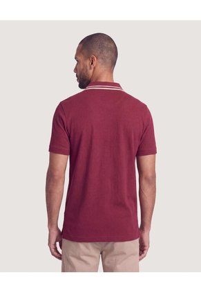 Polo Texturizado Cuello Contraste  Para Hombre Vino Ostu