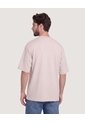 Camiseta Oversize Texturizada  Para Hombre Beige Ostu de Ostu