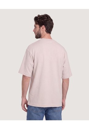 Camiseta Oversize Texturizada Para Hombre Beige Ostu