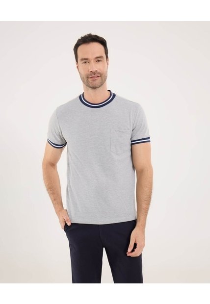 Camiseta Para Hombre Manga Corta Color Gris  Marca Ostu #60090902