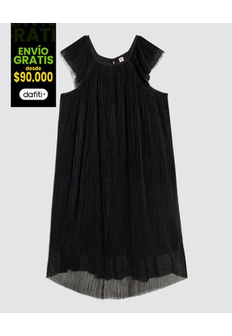 Vestido Para Niña M/Sisa Corto Color Negro Marca Ostu #90170066 Ostu