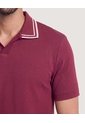 Polo Texturizado Cuello Contraste  Para Hombre Vino Ostu de Ostu