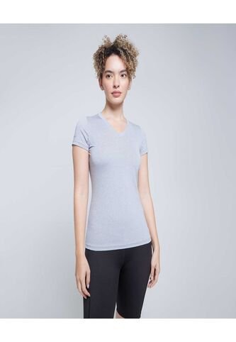 Camiseta Para Mujer Manga Corta Cuello V Color Gris  Marca Ostu #40091888 Ostu