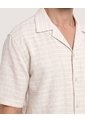 Camisa Resort Textura Natural  Para Hombre Crudo Ostu de Ostu