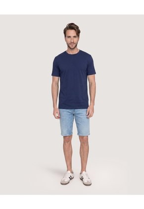 Camiseta Oversize Texturizada  Para Hombre Azul Ostu